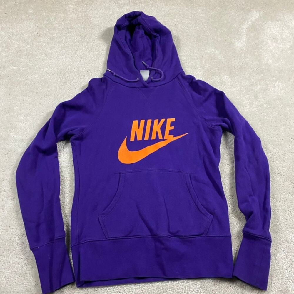 Y2K Nike Hoodie Womens M Purple Workout Sporty Running Textured Logo‎ School